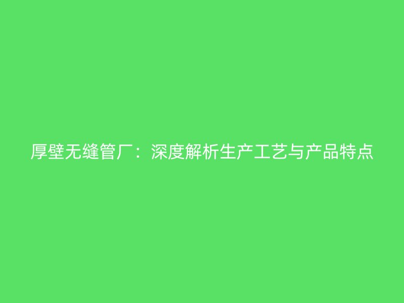 厚壁無縫管廠：深度解析生產(chǎn)工藝與產(chǎn)品特點(diǎn)