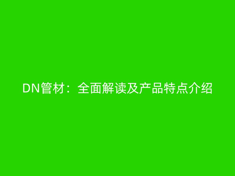 DN管材:全面解讀及產品特點介紹