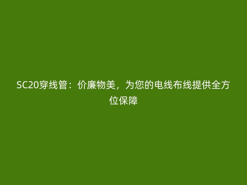 SC20穿線管：價廉物美，為您的電線布線提供全方位保障