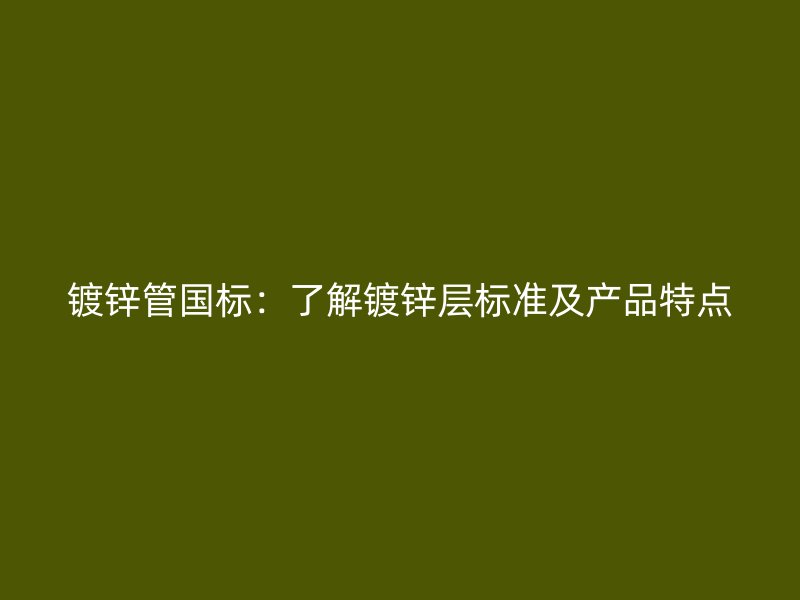 鍍鋅管國標：了解鍍鋅層標準及產品特點