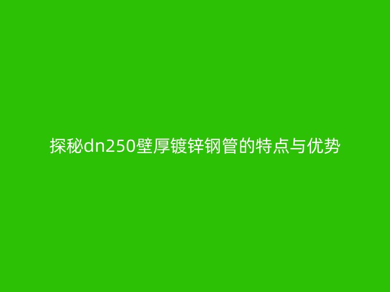 探秘dn250壁厚鍍鋅鋼管的特點與優勢