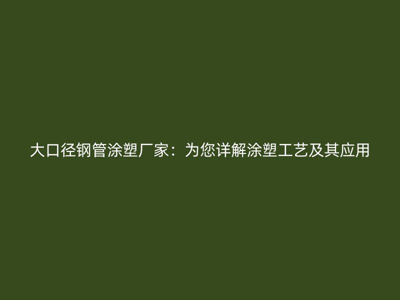 大口徑鋼管涂塑廠家：為您詳解涂塑工藝及其應用
