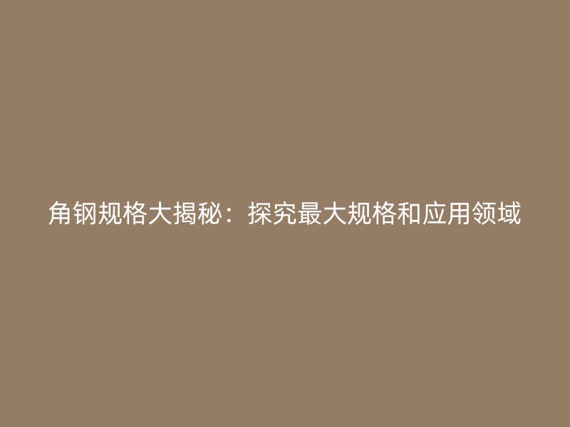 角鋼規格大揭秘：探究最大規格和應用領域