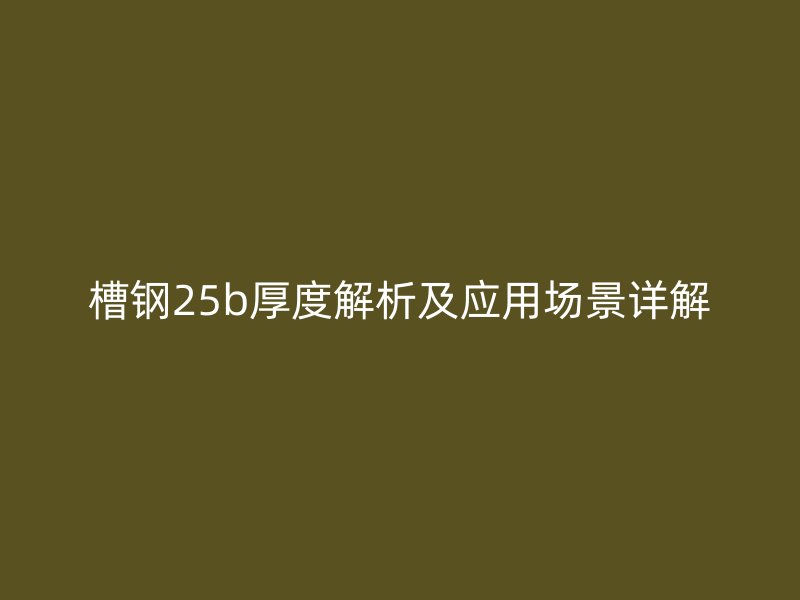 槽鋼25b厚度解析及應用場景詳解