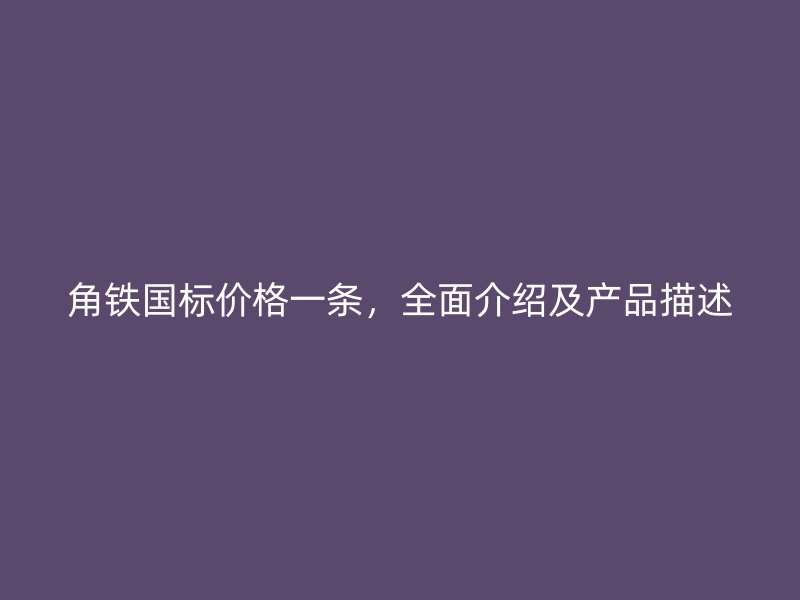角鐵國標價格一條，全面介紹及產品描述