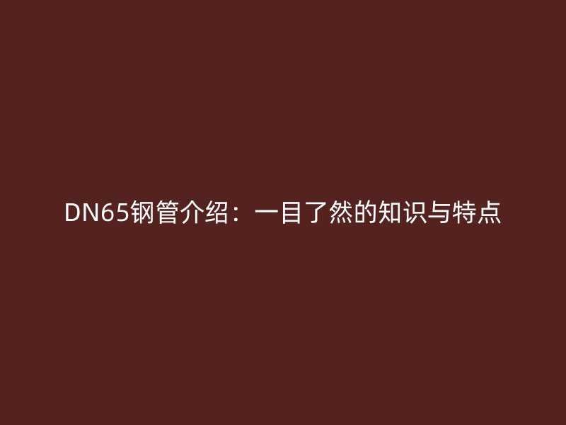 DN65鋼管介紹：一目了然的知識與特點