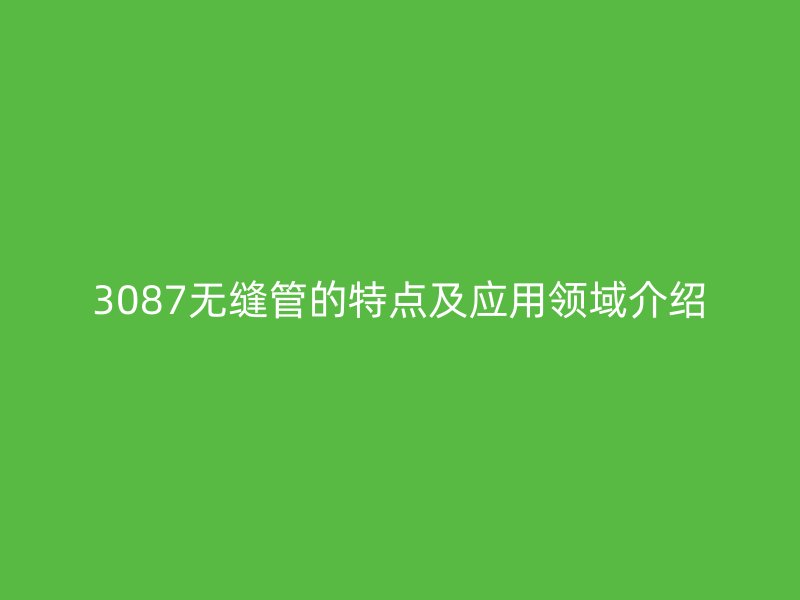 3087無縫管的特點及應用領域介紹