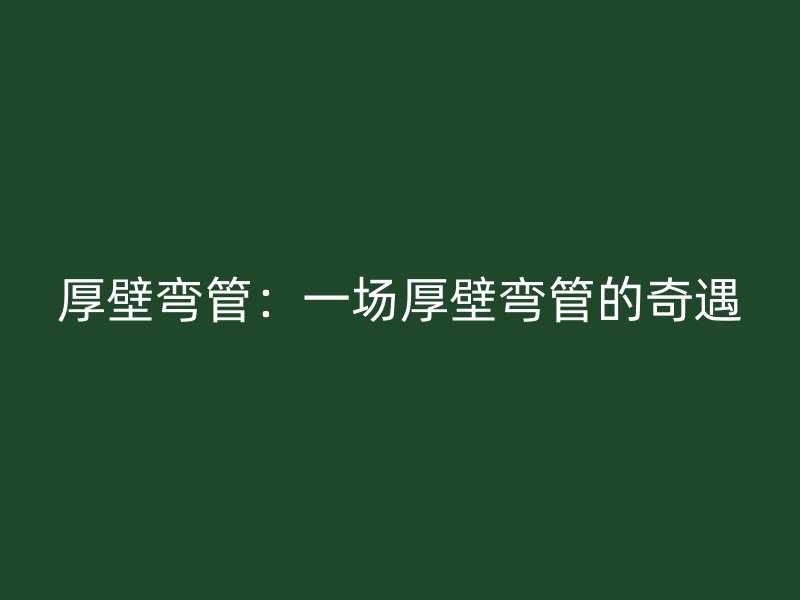厚壁彎管：一場(chǎng)厚壁彎管的奇遇