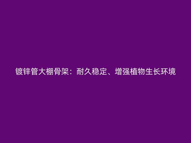鍍鋅管大棚骨架:耐久穩定、增強植物生長環境